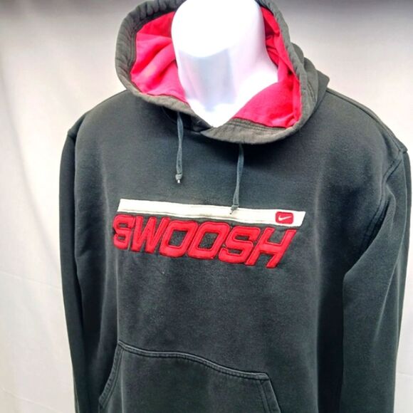 Nike Kangaroo Hoodie Embroidered SWOOSH and Logo Front Black/Red Men's Large.... - Picture 1 of 14